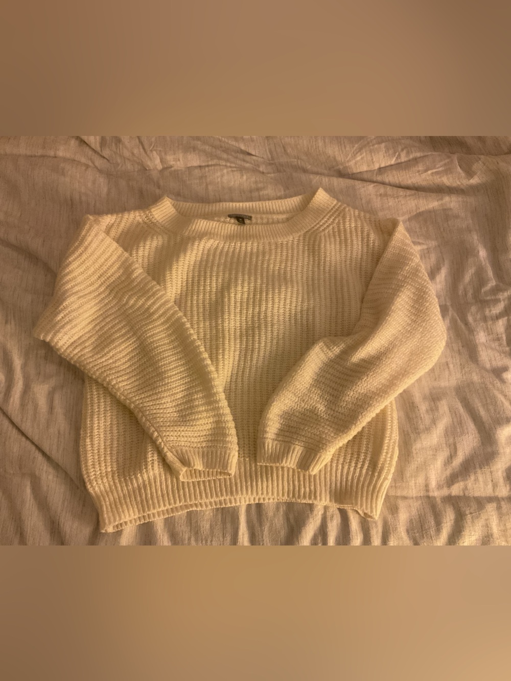 Falls Creek Cream Ribbed Crewneck Sweater